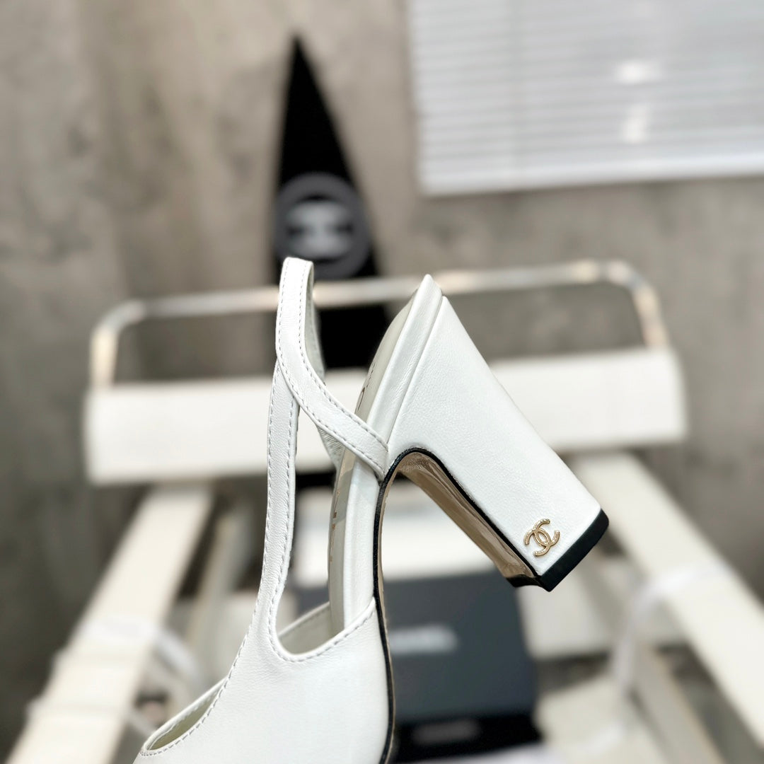 slingback 90 white calfskin black grosgrain