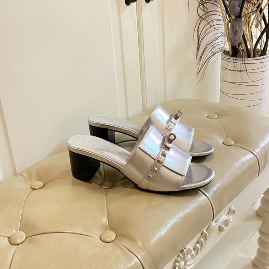 HM Giulia 50 Sandal Silver Metalic Calfskin