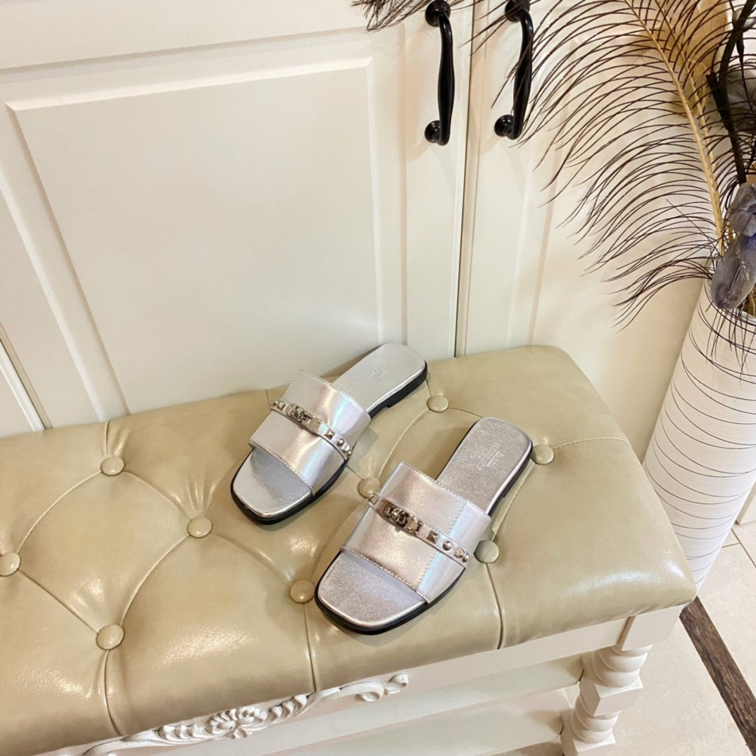 HM Giulia Sandal Silver Metalic Calfskin