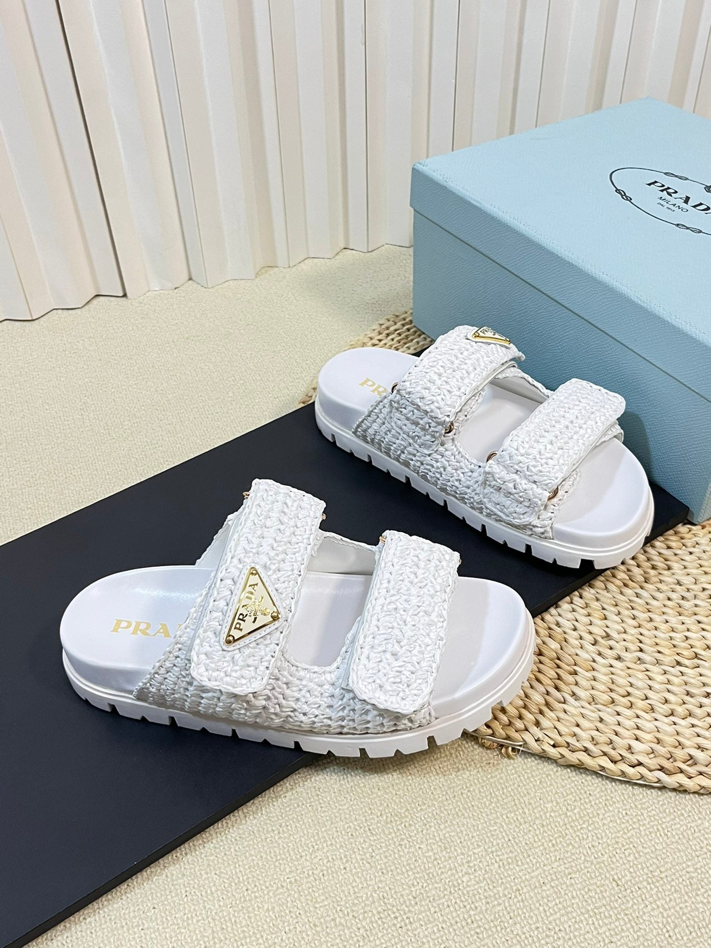 Pra Raffia Cork Slide 40 White