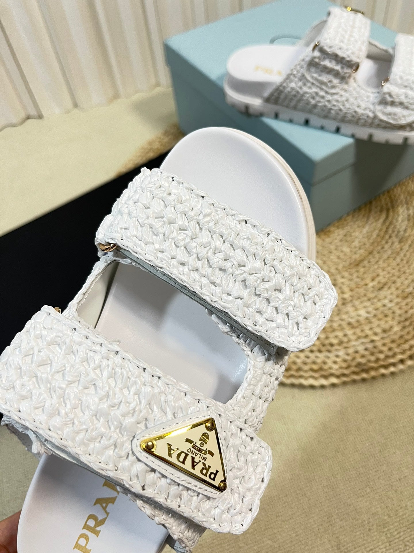 Pra Raffia Cork Slide 40 White