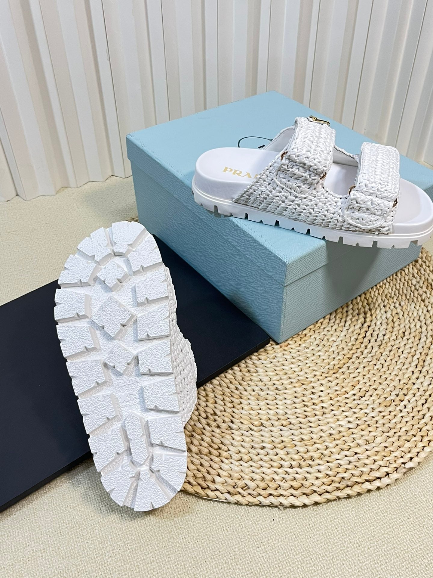 Pra Raffia Cork Slide 40 White