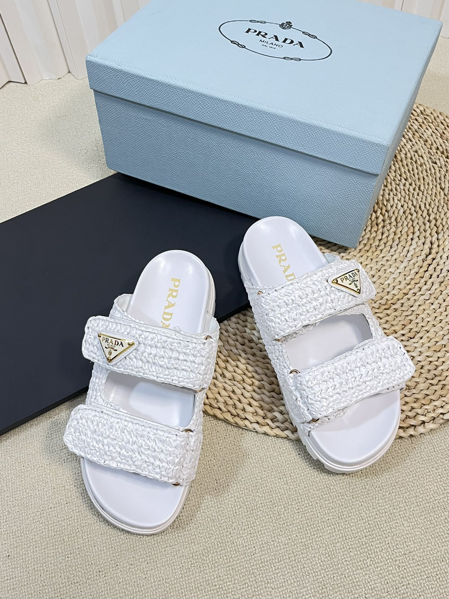 Pra Raffia Cork Slide 40 White