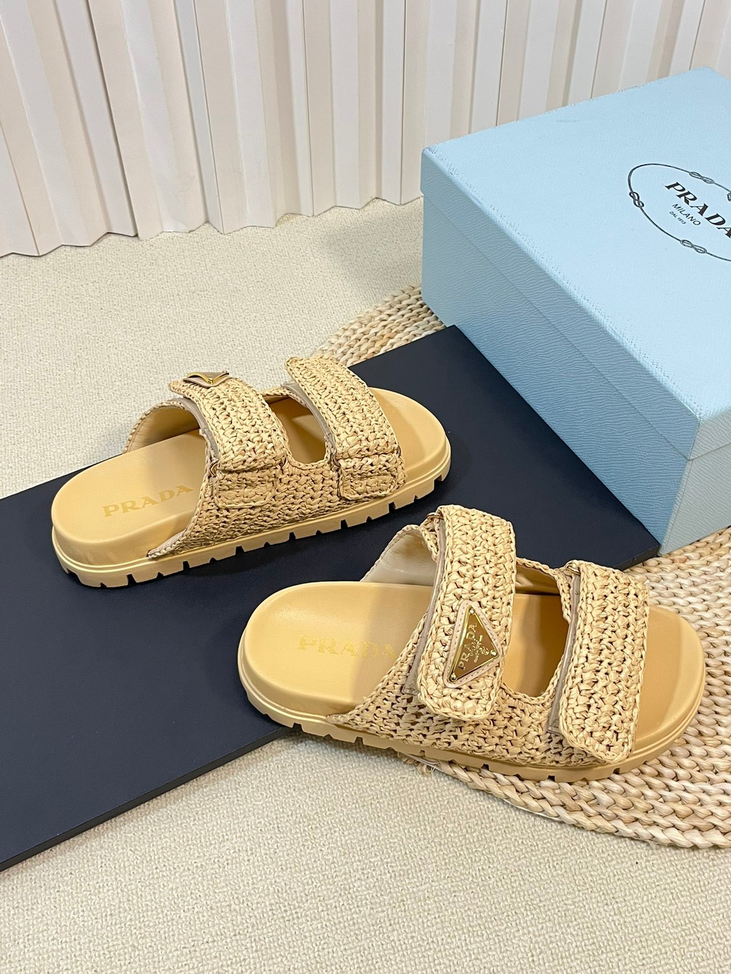 Pra Raffia Cork Slide 40 Beige