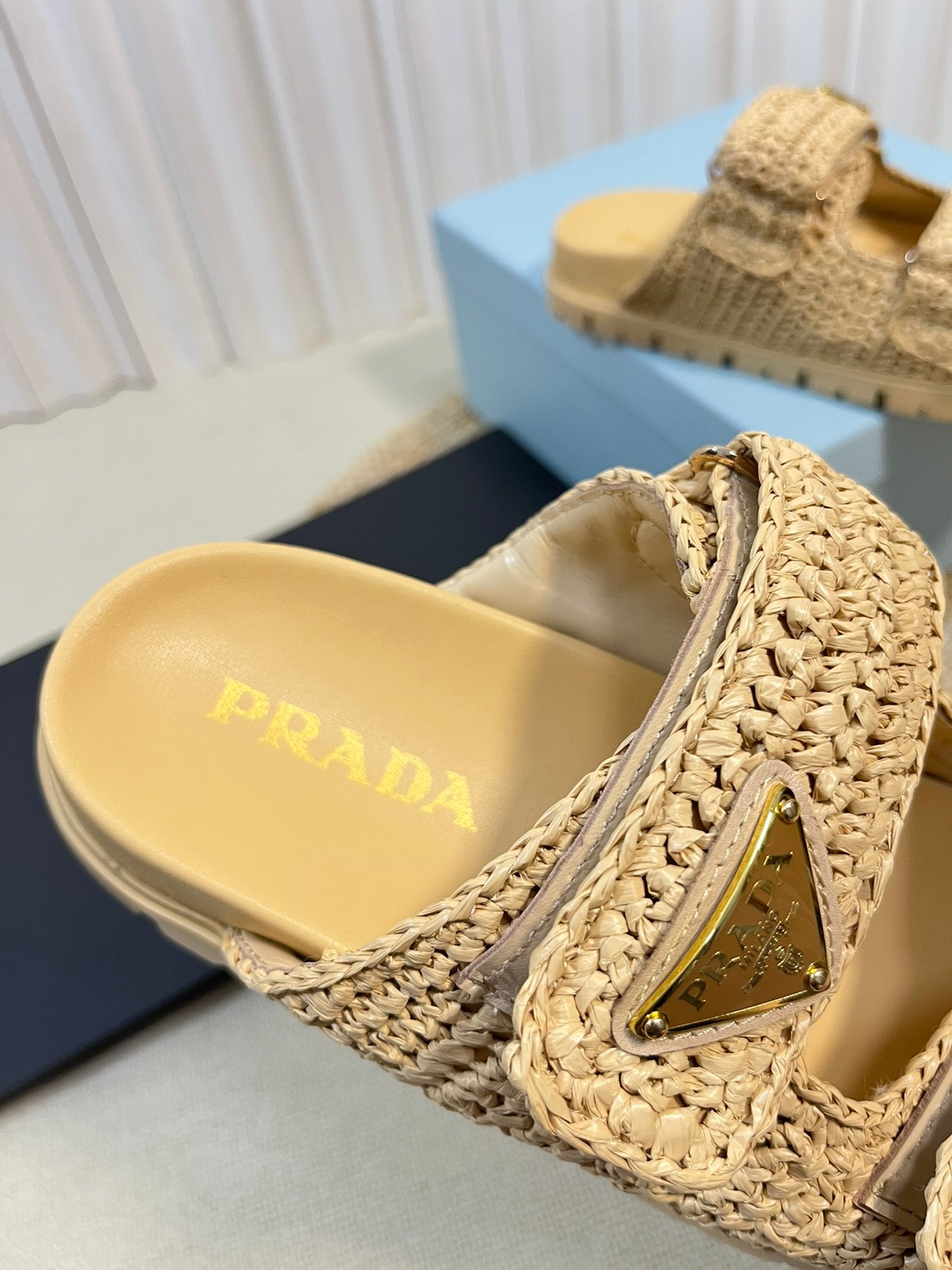 Pra Raffia Cork Slide 40 Beige