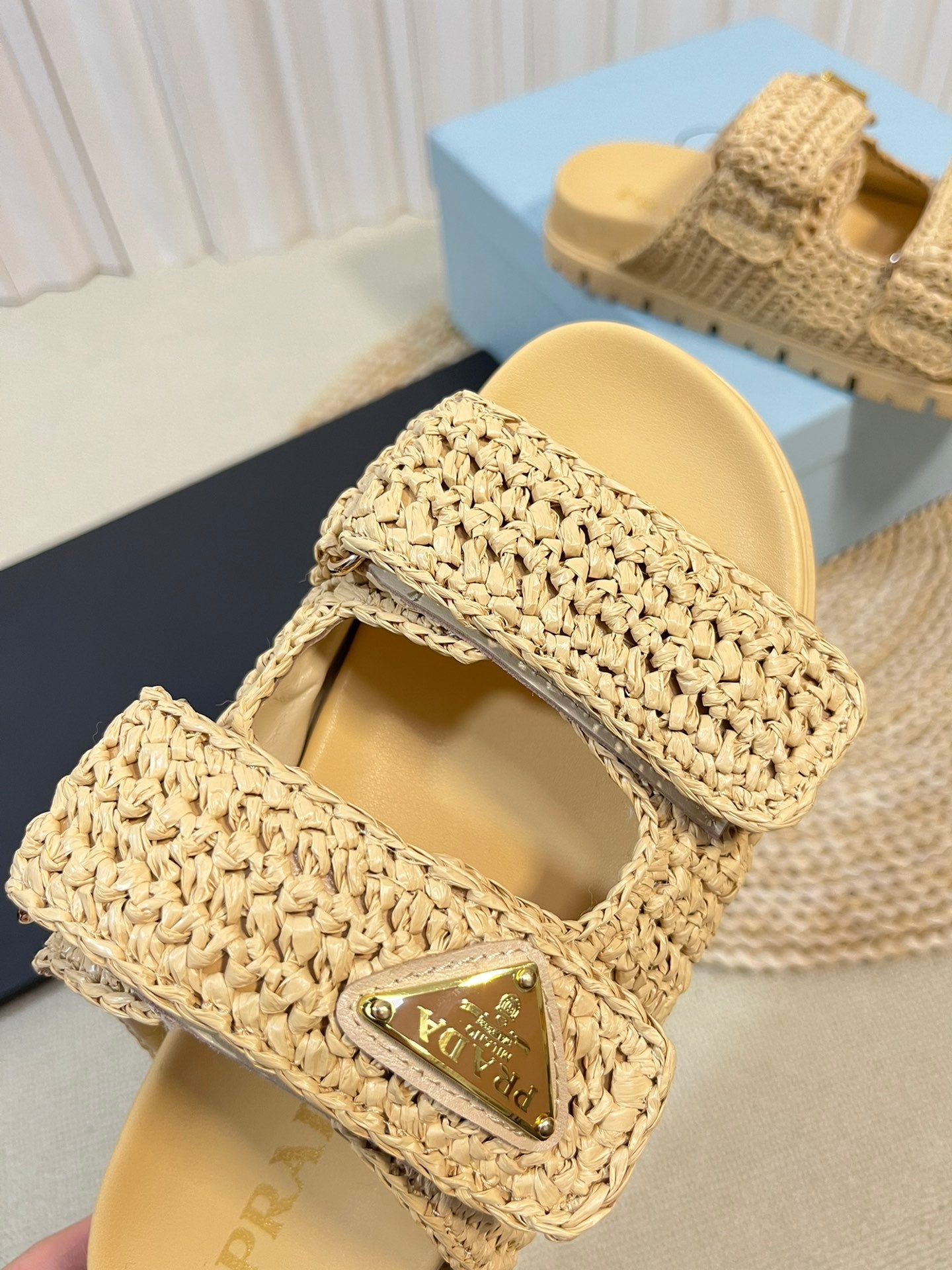 Pra Raffia Cork Slide 40 Beige