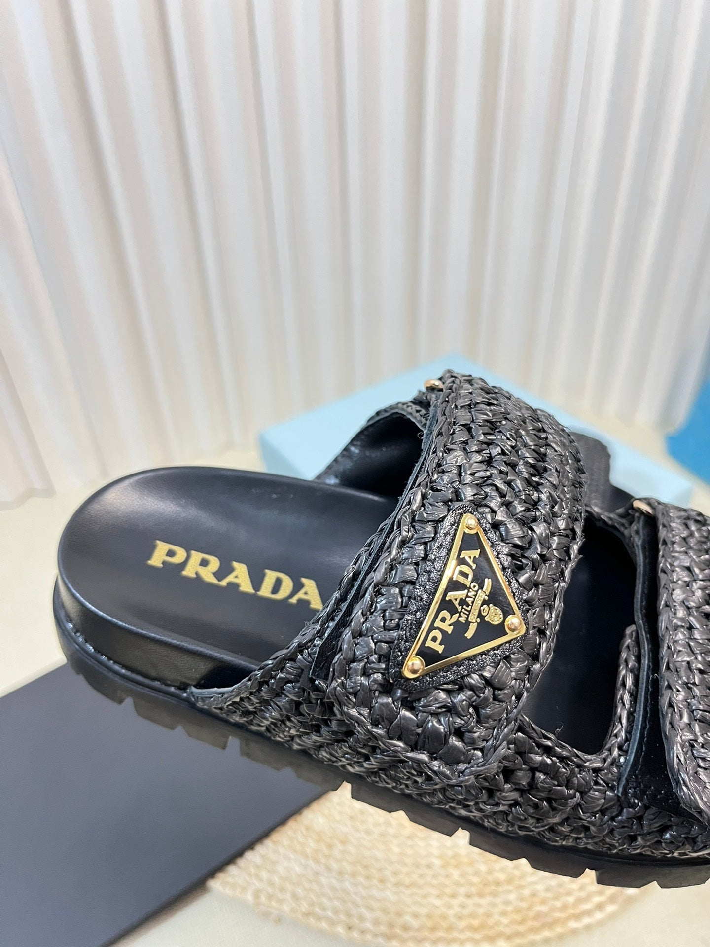 Pra Raffia Cork Slide 40 Black