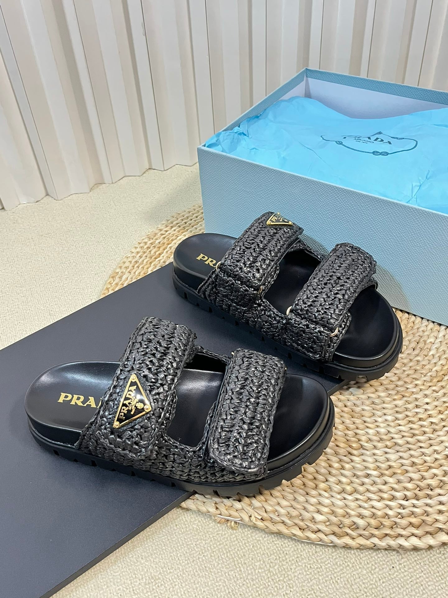 Pra Raffia Cork Slide 40 Black