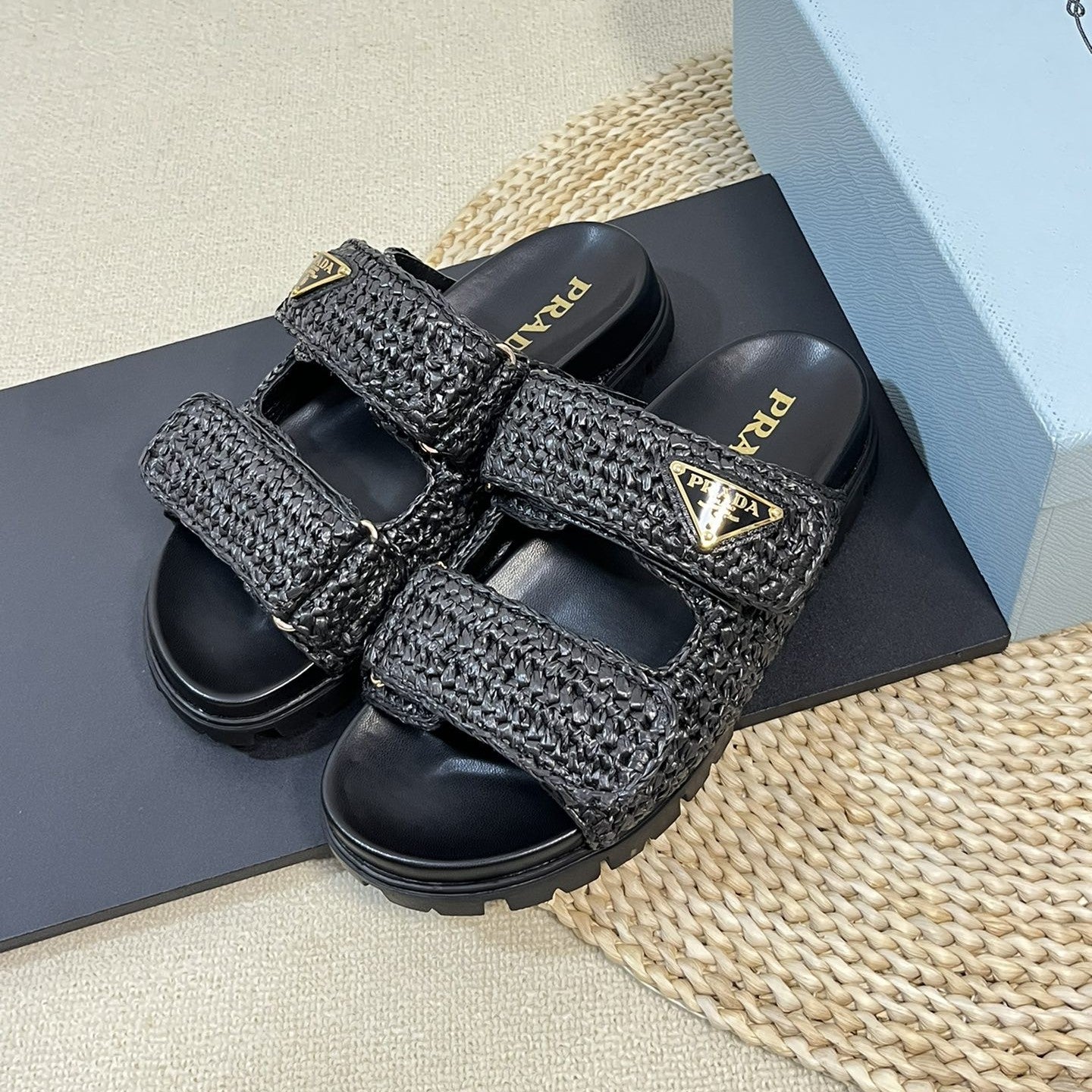 Pra Raffia Cork Slide 40 Black