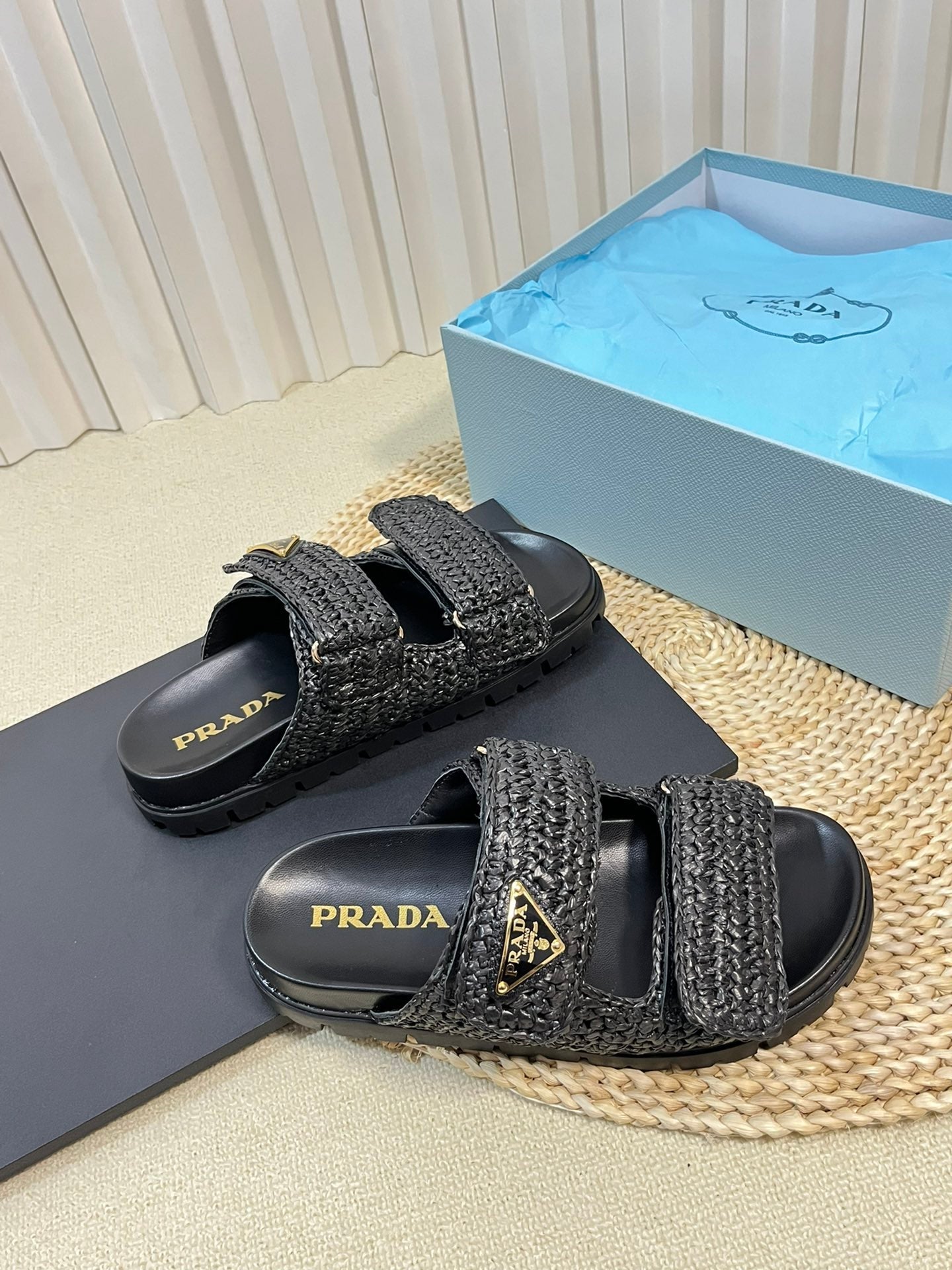 Pra Raffia Cork Slide 40 Black