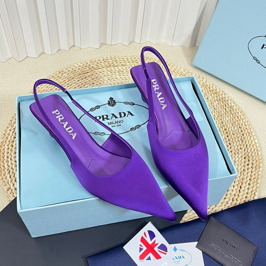 PRA POINTED TOE SLINGBACK PUMPS VIOLET SATIN