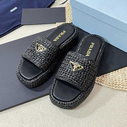 Crochet Flatform Slides 40 Black