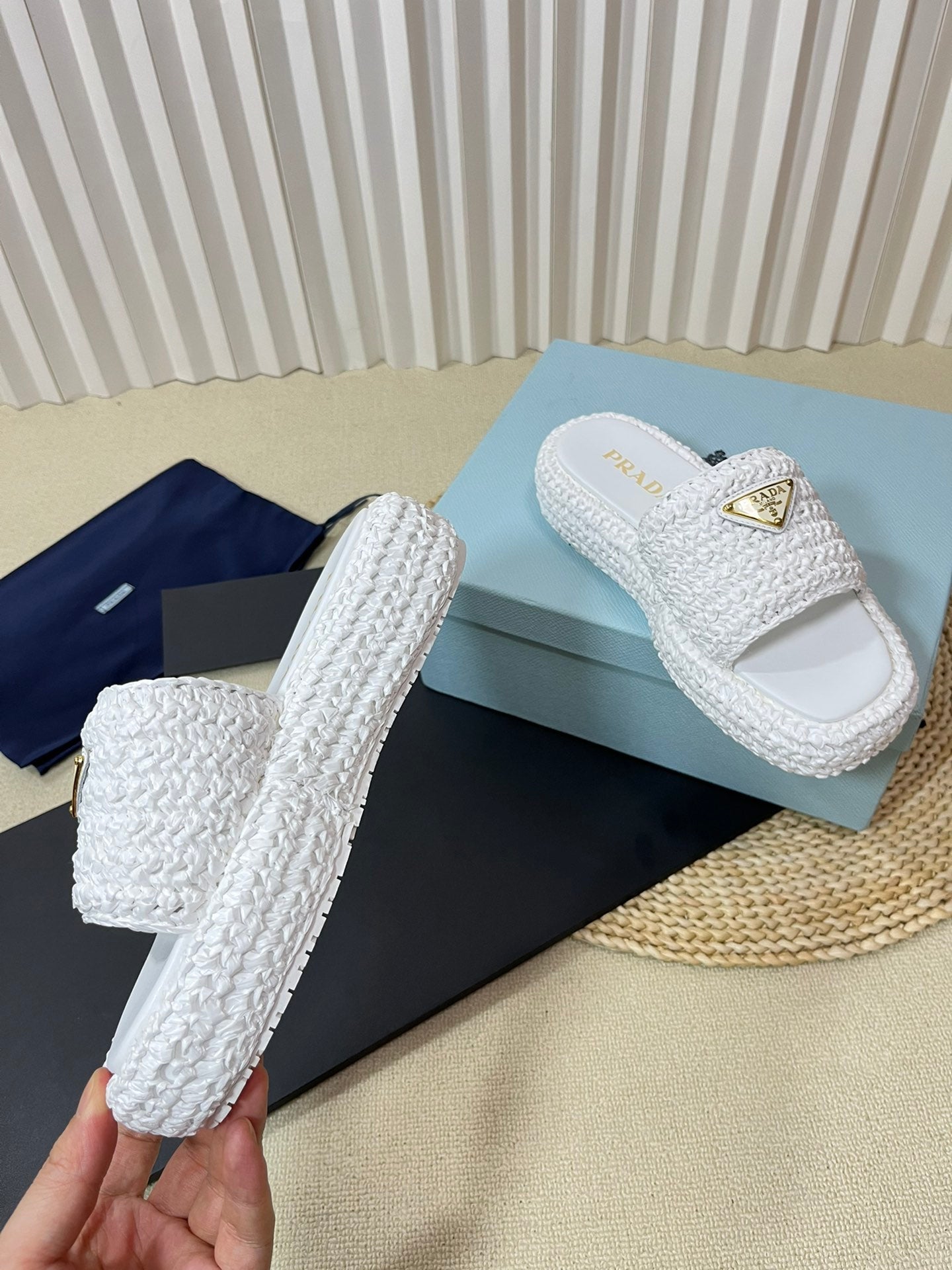 Crochet Flatform Slides 40 White