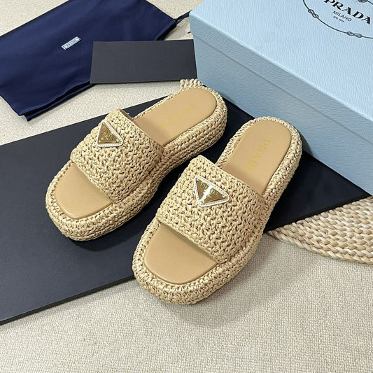 Crochet Flatform Slides 40 Beige