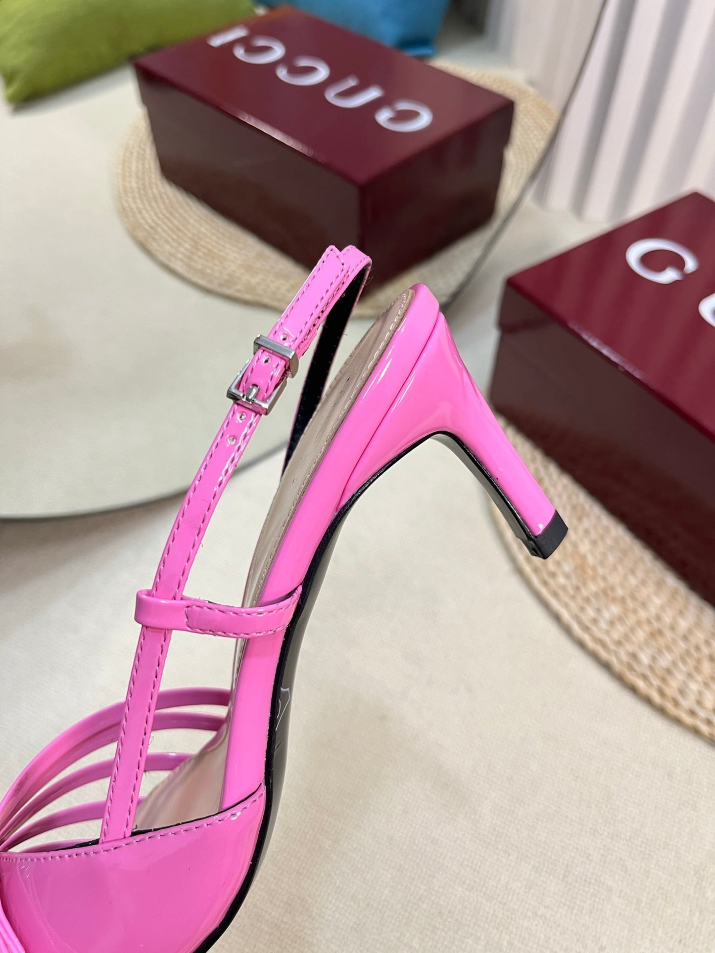 SLINGBACK PUMP 6 CM IN FUSCIA PINK GLOSSY CALFSKIN