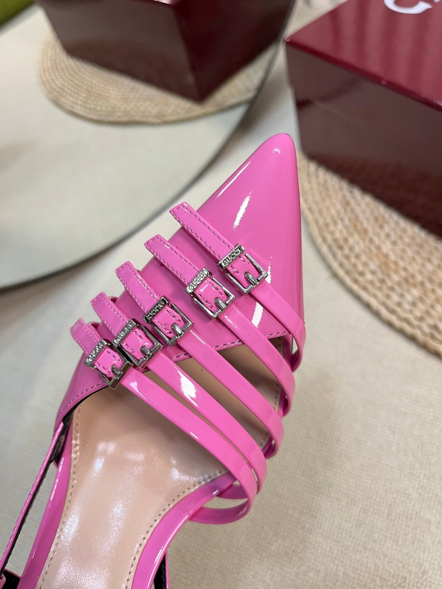 SLINGBACK PUMP 6 CM IN FUSCIA PINK GLOSSY CALFSKIN