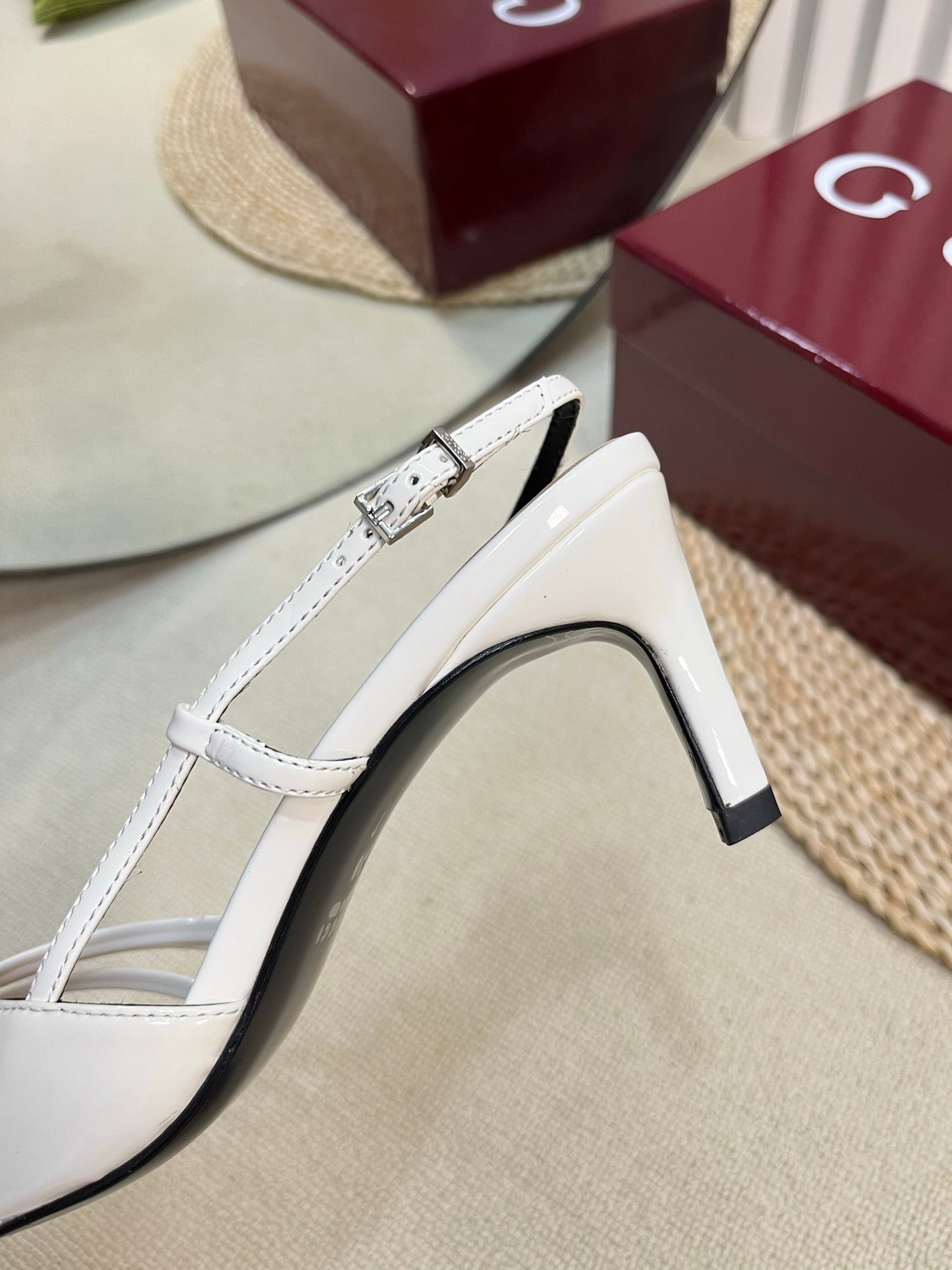 SLINGBACK PUMP 6 CM IN WHITE GLOSSY CALFSKIN