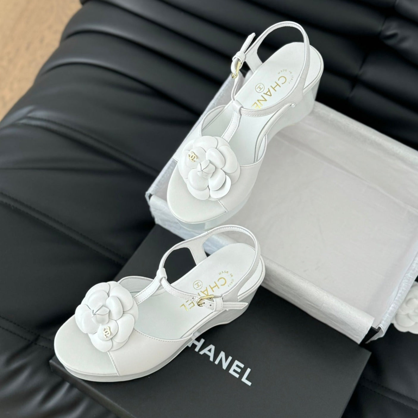 slingbacks sandal platform white flower calfskin