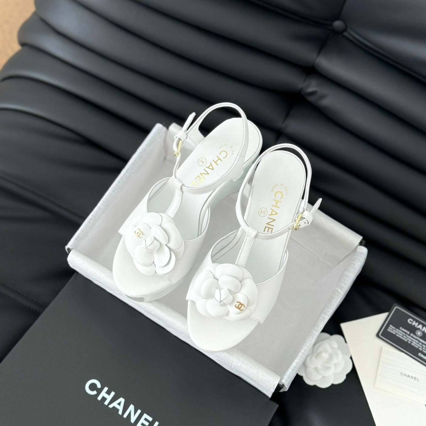 slingbacks sandal platform white flower calfskin