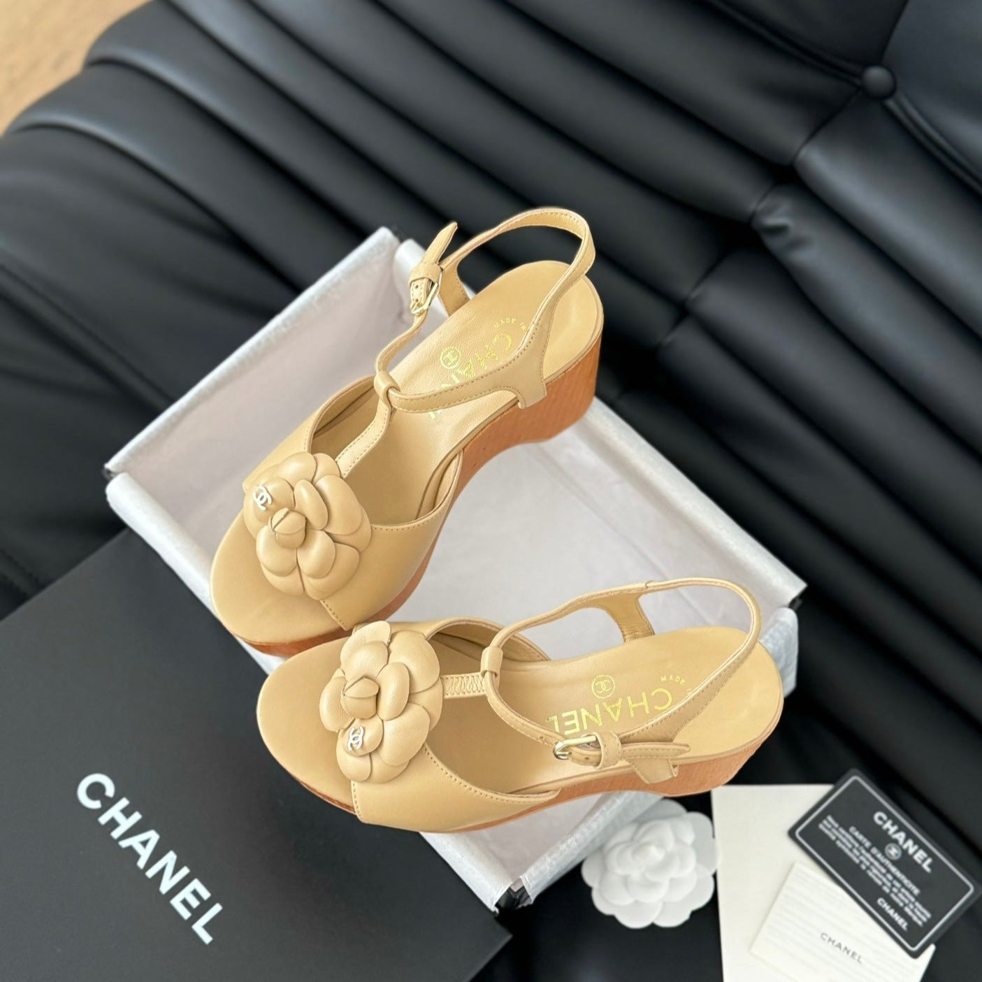 slingbacks sandal platform beige flower calfskin