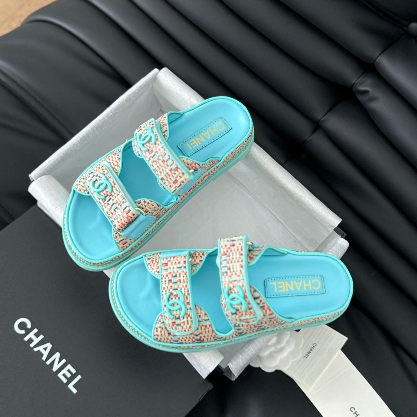 Mule Sandals Sheepskin  Azure Blue