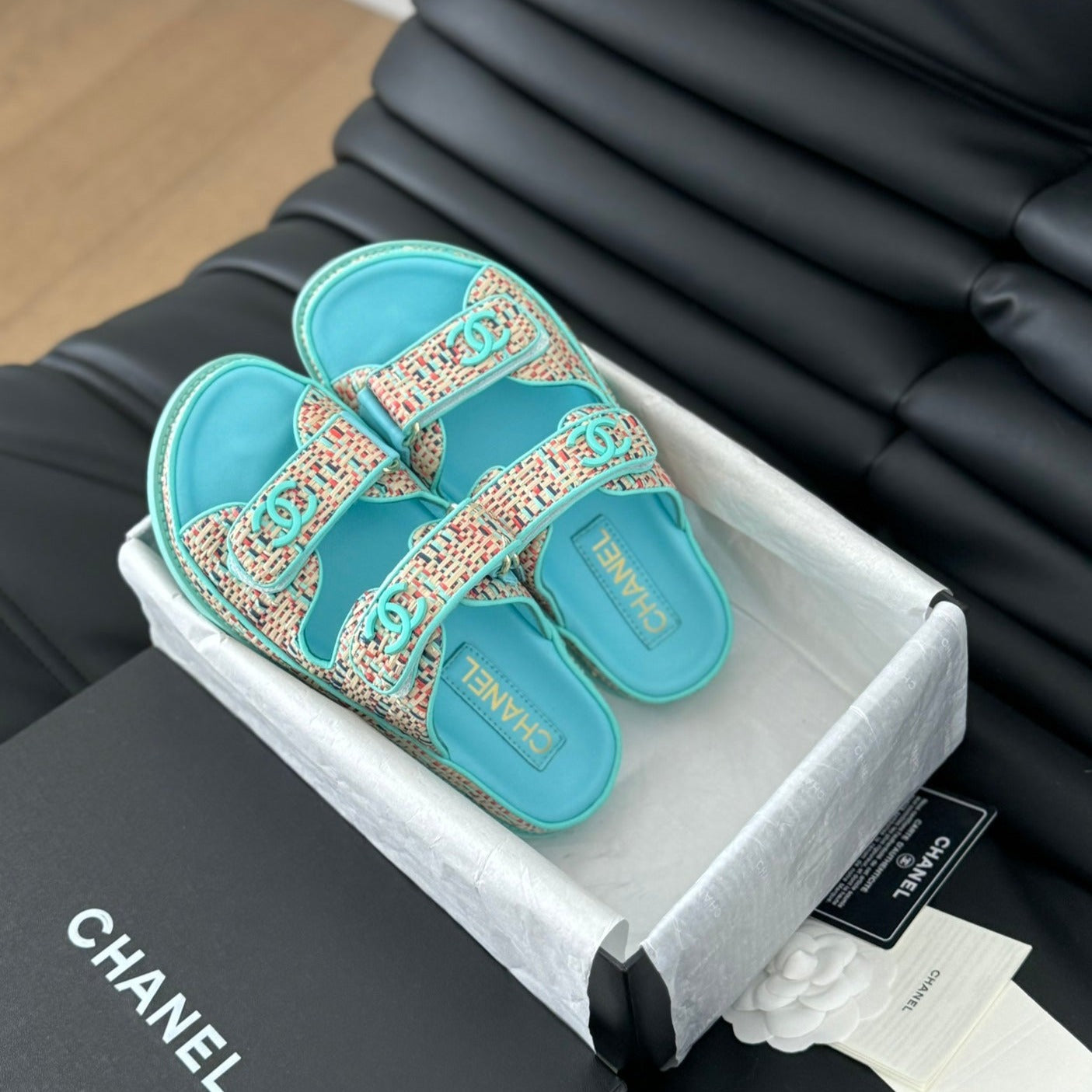 Mule Sandals Sheepskin  Azure Blue