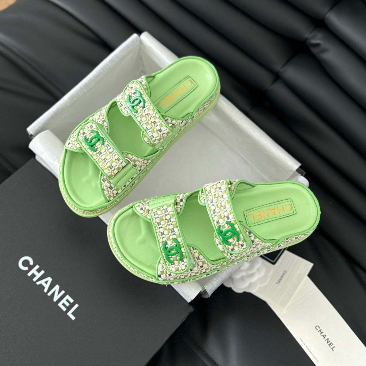 Mule Sandals Sheepskin  Light Green