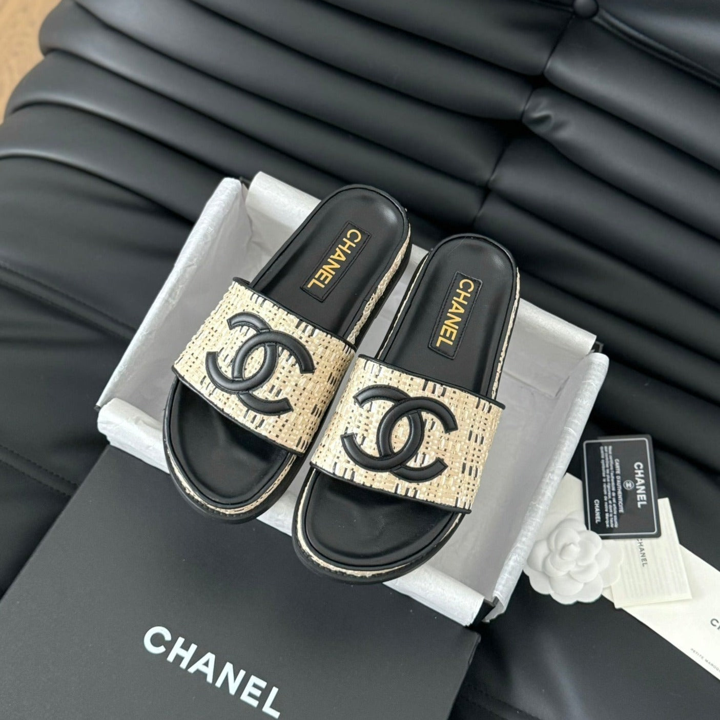 Slippers Sheepskin  Beige Black