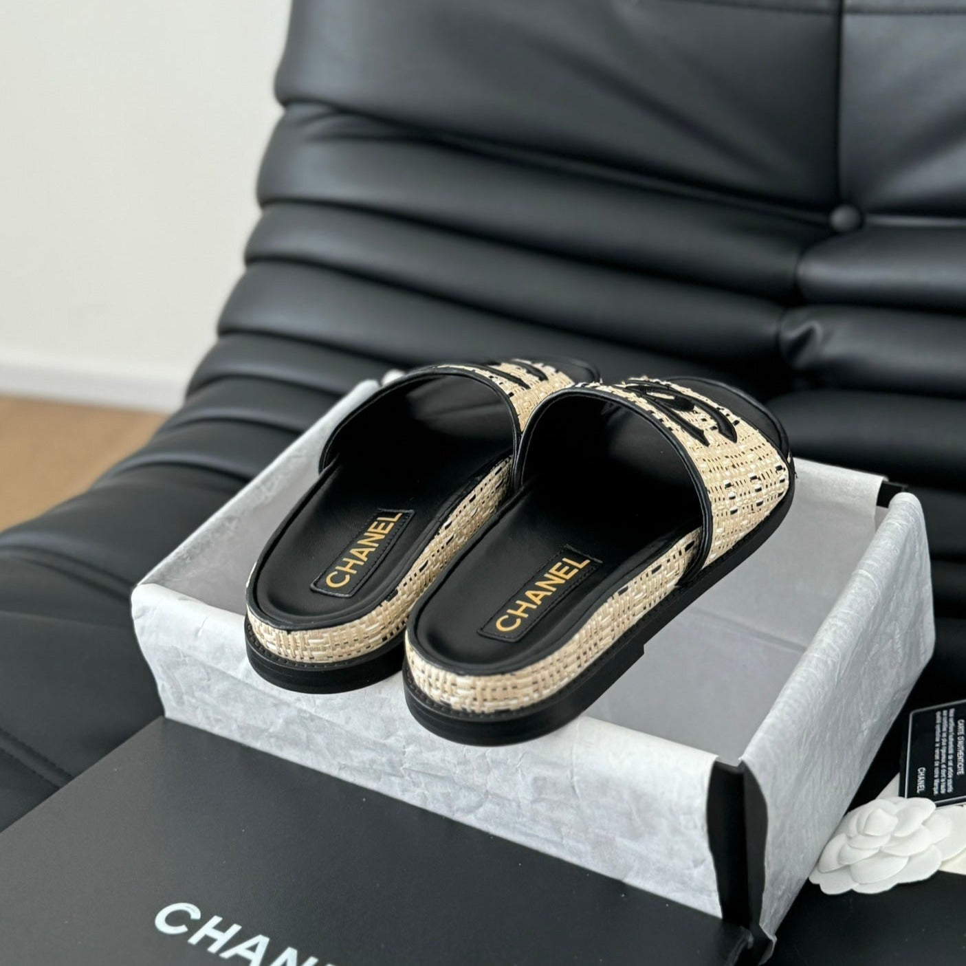 Slippers Sheepskin  Beige Black