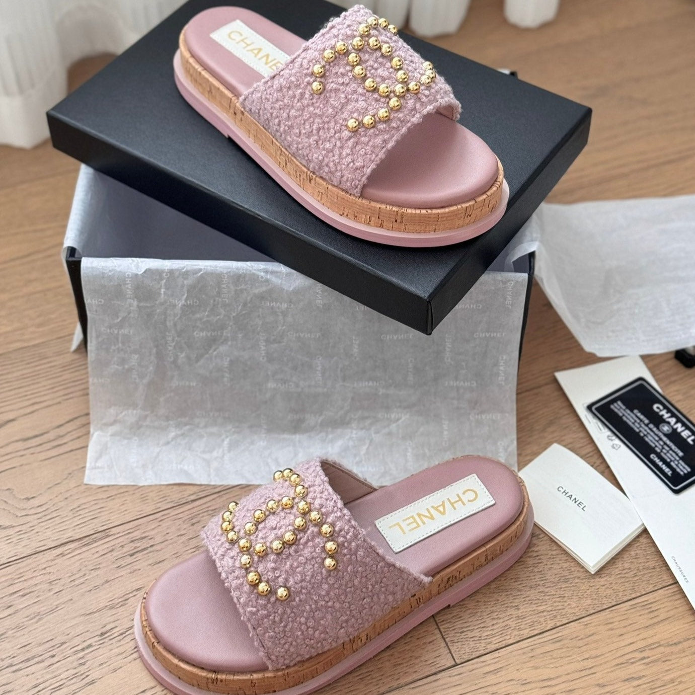 Slippers Platform Lambskin Turkish Rose