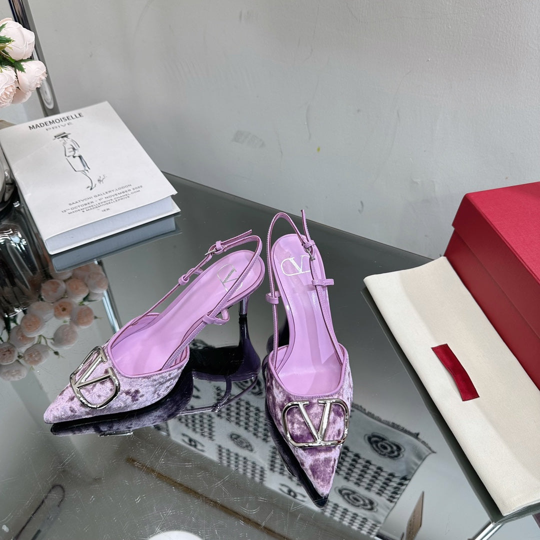 Vlogo Signature Slingback Purple Calfskin and Velvet