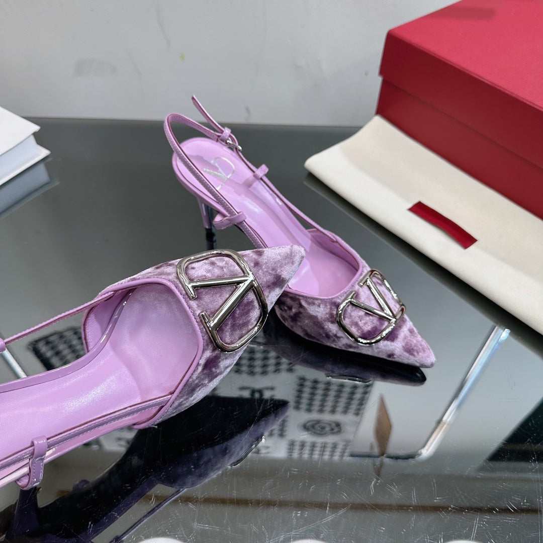 Vlogo Signature Slingback Purple Calfskin and Velvet