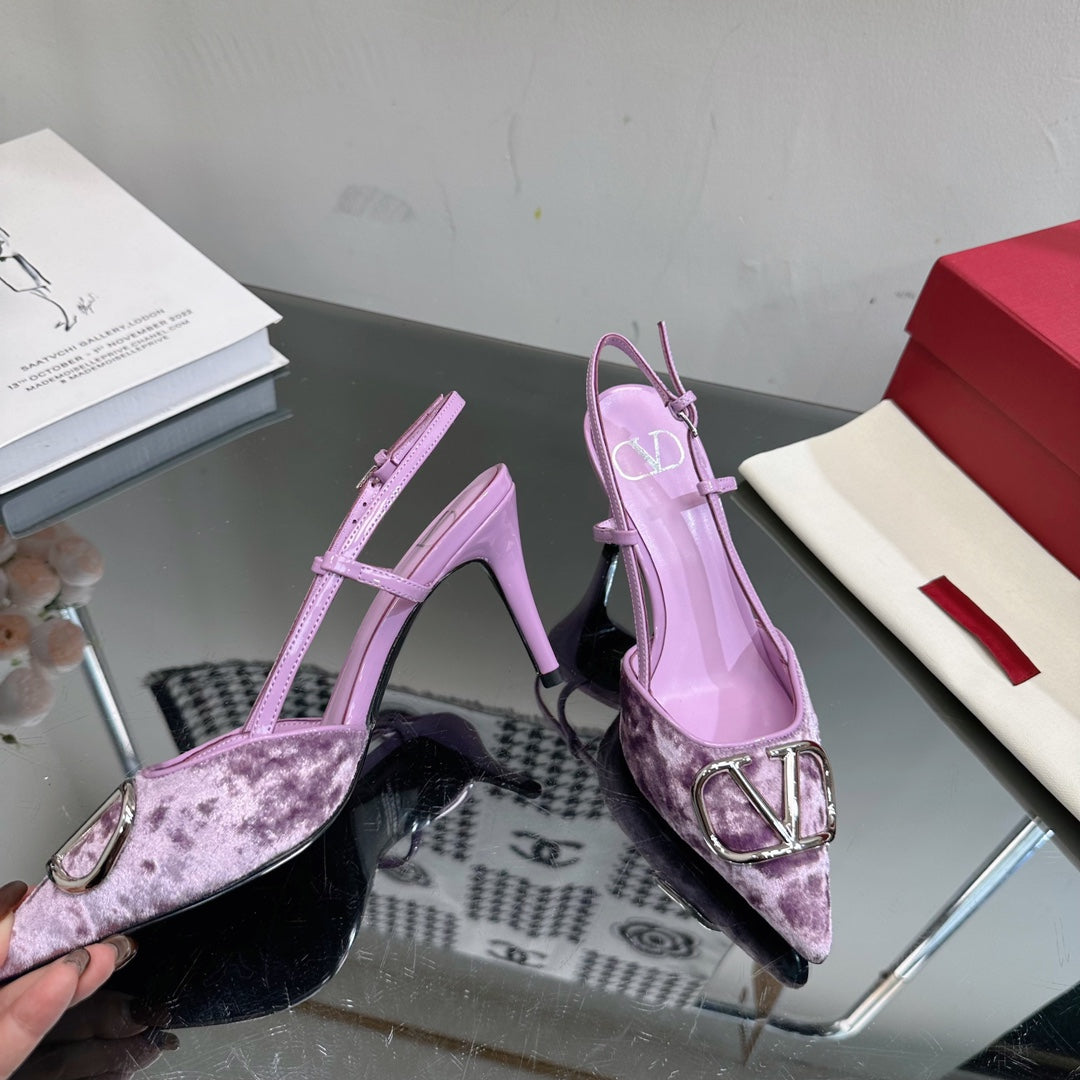 Vlogo Signature Slingback Purple Calfskin and Velvet