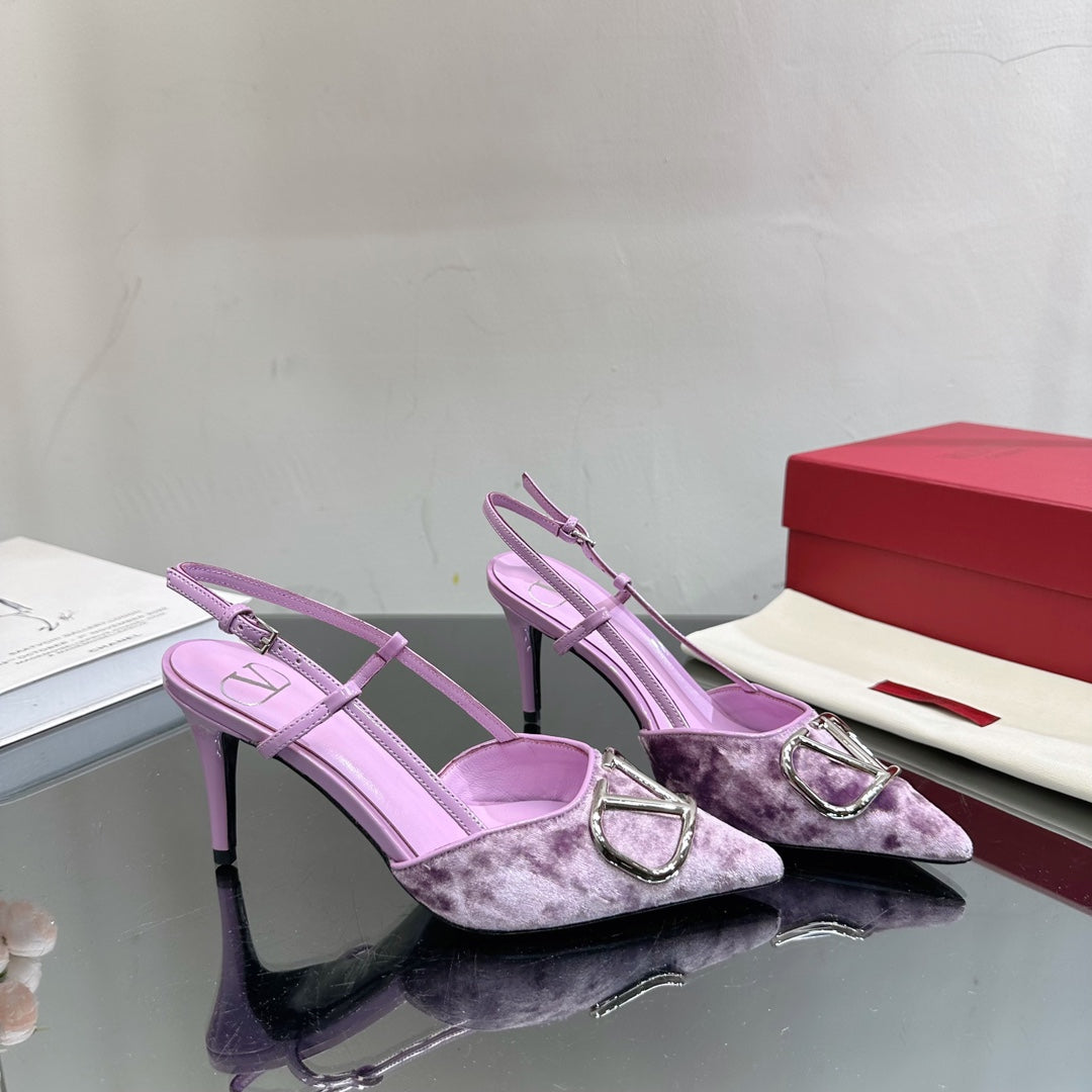 Vlogo Signature Slingback Purple Calfskin and Velvet