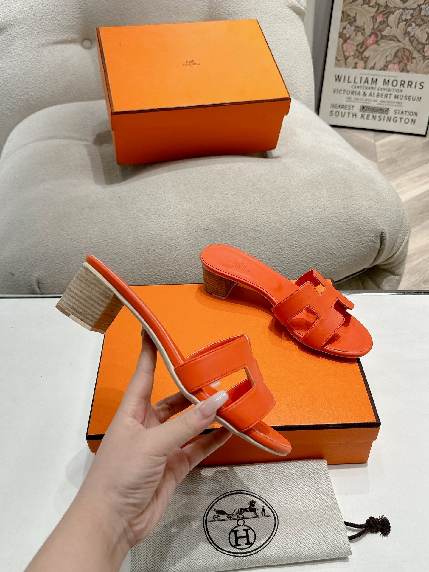 0ASIS SANDAL BRIGHT ORANGE CALFSKIN CLASSIC