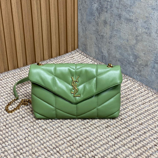 PUFFER TOY 23 IN FERN GREEN LAMBSKIN GOLD HARDWARE