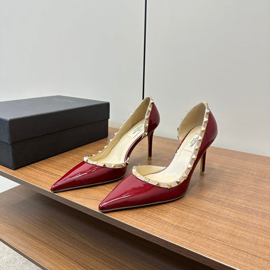 Valentino Red Rockstud D'Orsay Pumps 95mm Cowhide  989893