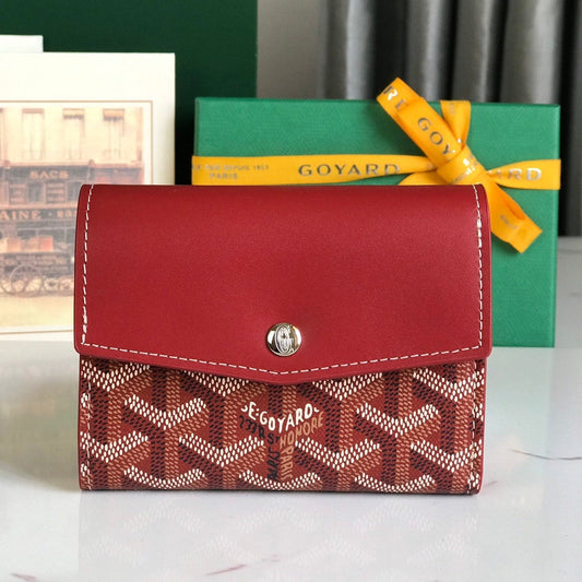 SAINT-GABRIEL WALLET 12 IN CLASSIC RED CALFSKIN AND GOYARDINE CANVAS