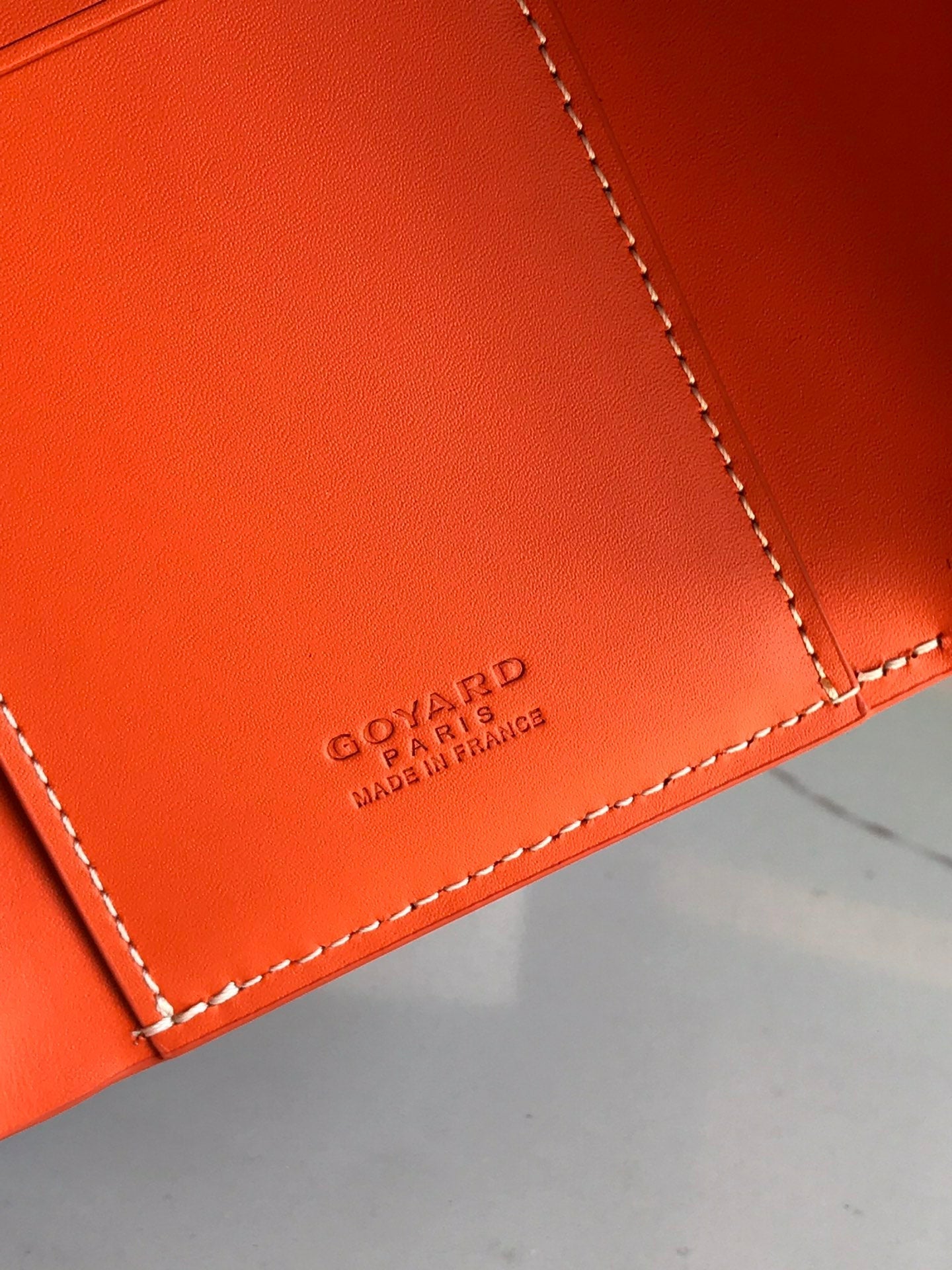 SAINT-GABRIEL WALLET 12 IN ORANGE CALFSKIN AND GOYARDINE CANVAS