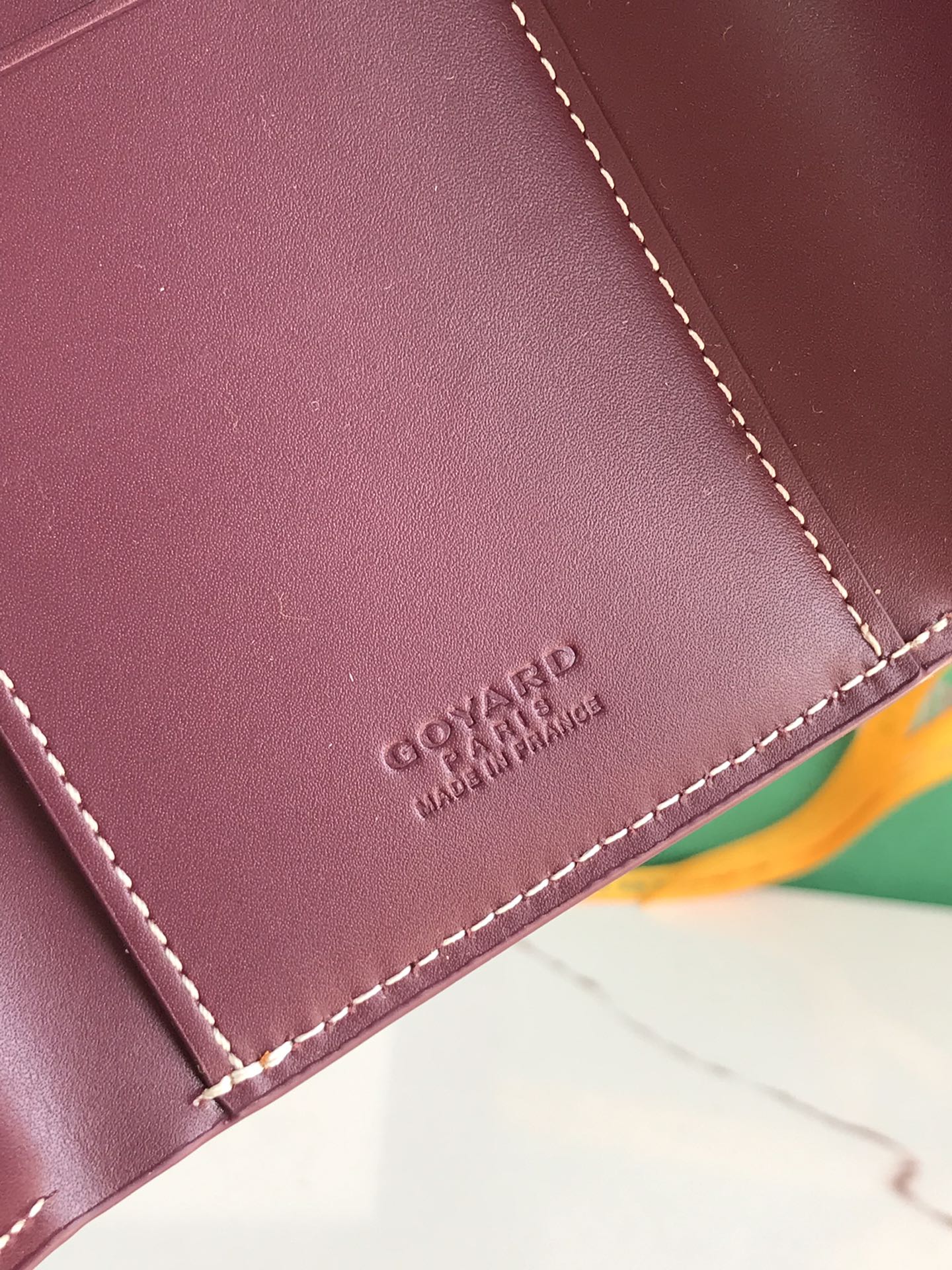 SAINT-GABRIEL WALLET 12 IN WINE RED CALFSKIN AND GOYARDINE CANVAS