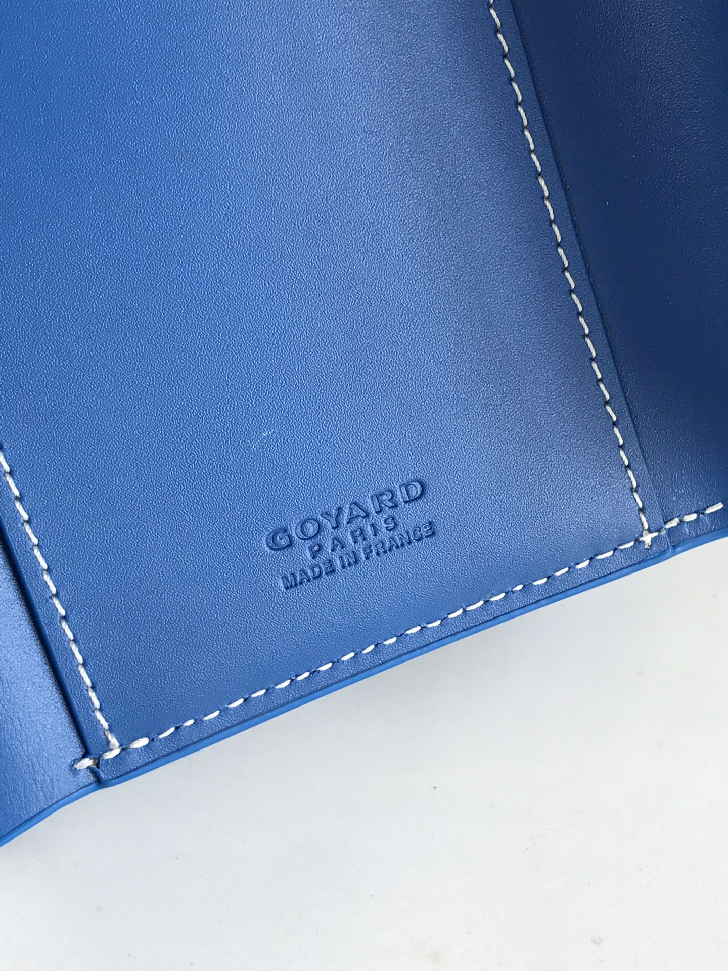 SAINT-GABRIEL WALLET 12 IN SAPPHIRE BLUE CALFSKIN AND GOYARDINE CANVAS