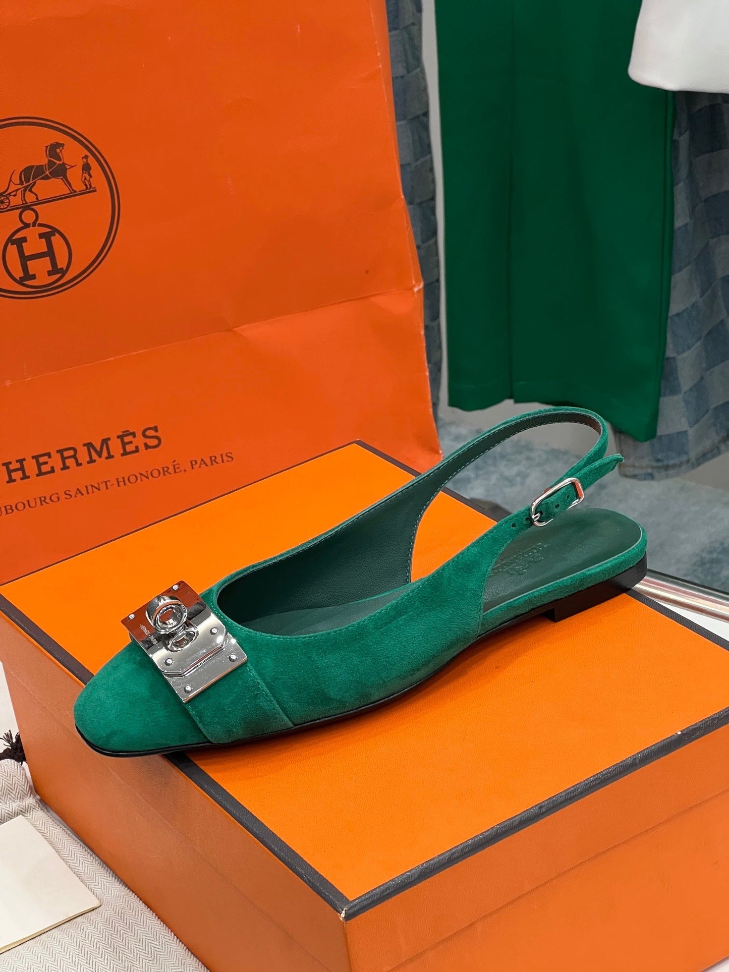 INNOCENTE SLINGBACK CASTLETON GREEN SUEDE