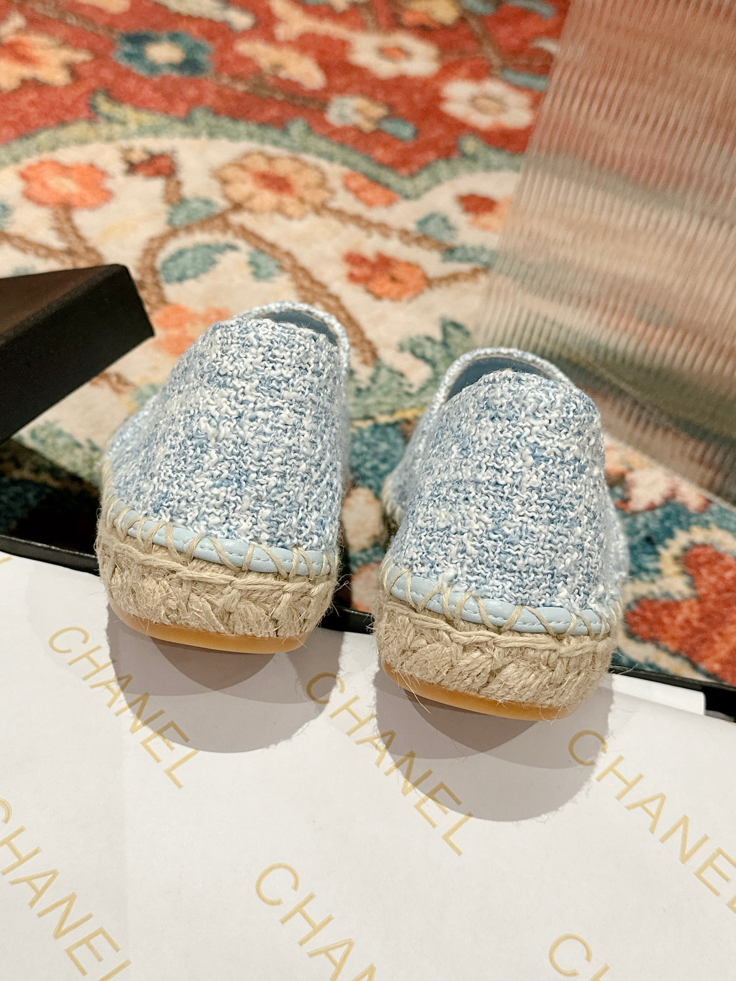 cc espadrilles cloud blue fabric white sequin