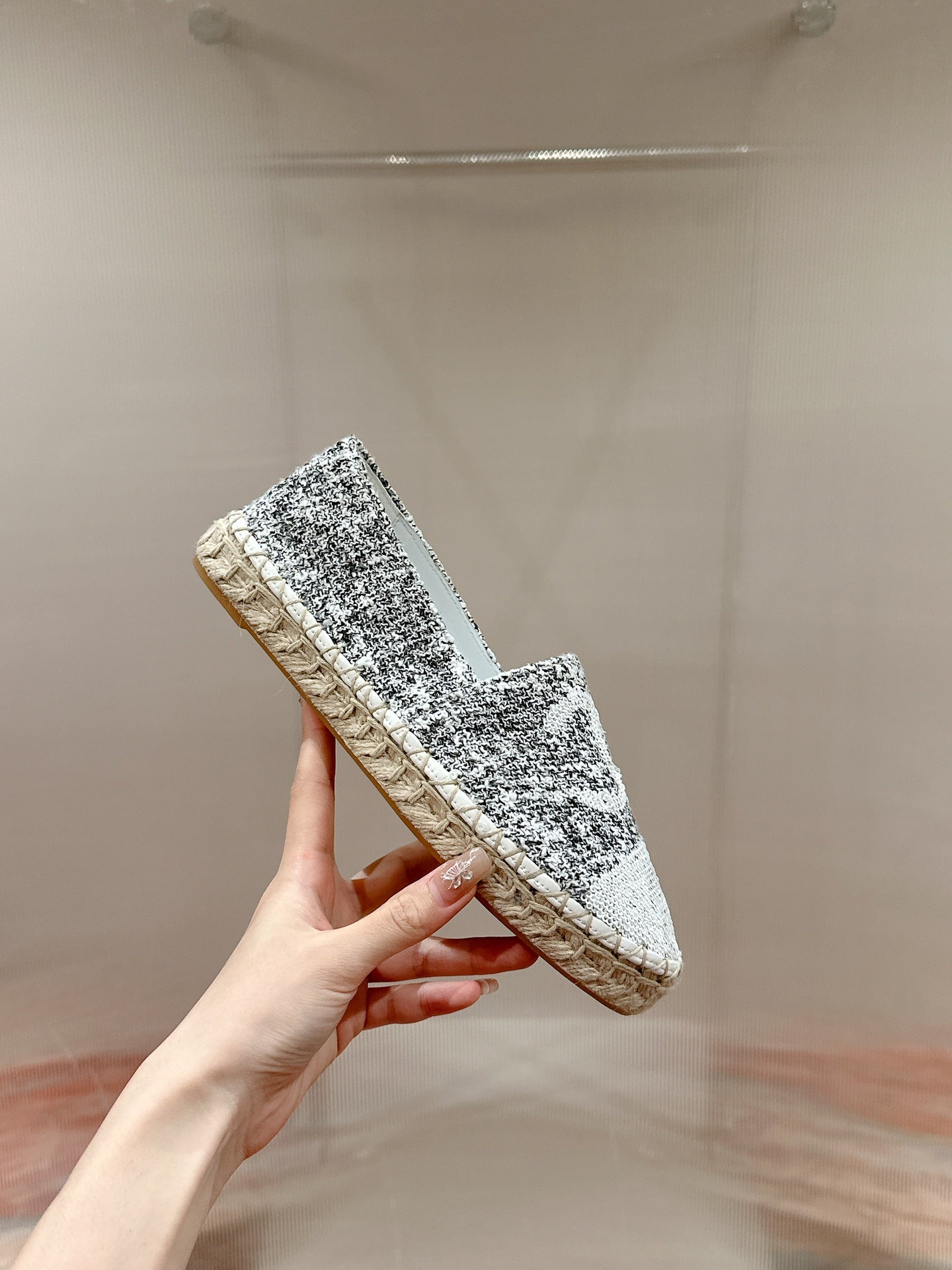 cc espadrilles grey fabric white sequin