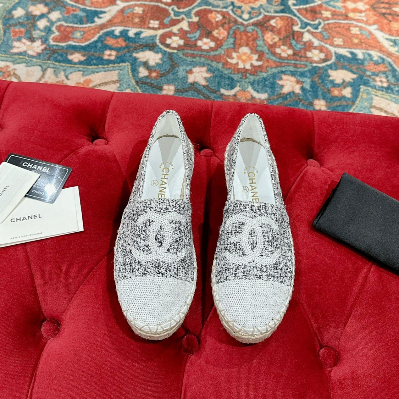 cc espadrilles grey fabric white sequin