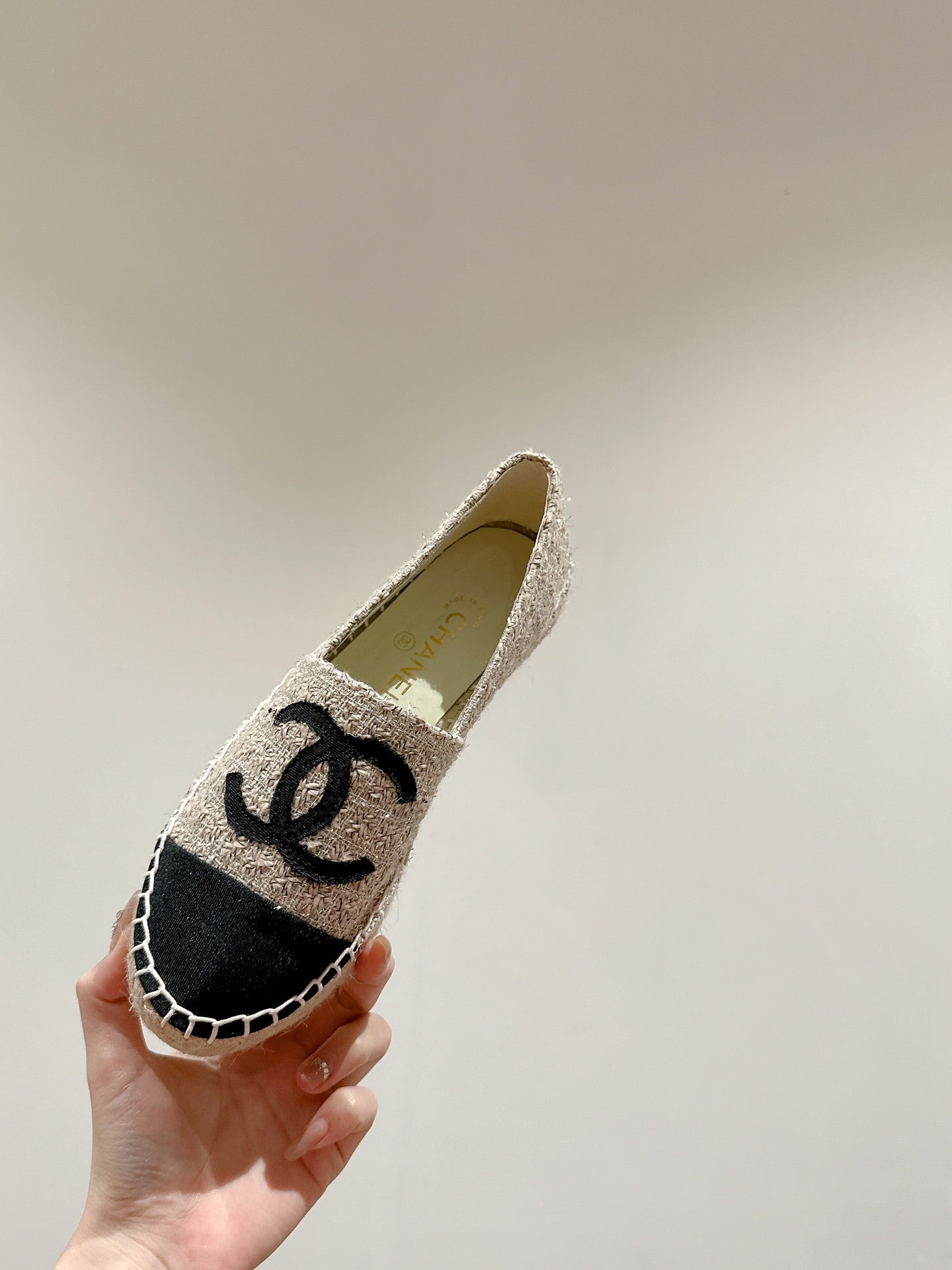 cc espadrilles dark beige cotton tweed