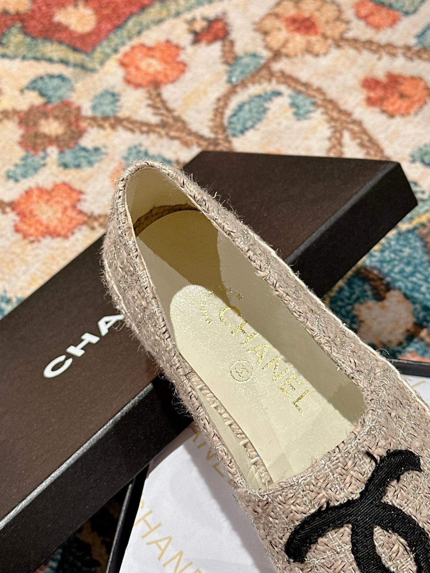 cc espadrilles dark beige cotton tweed