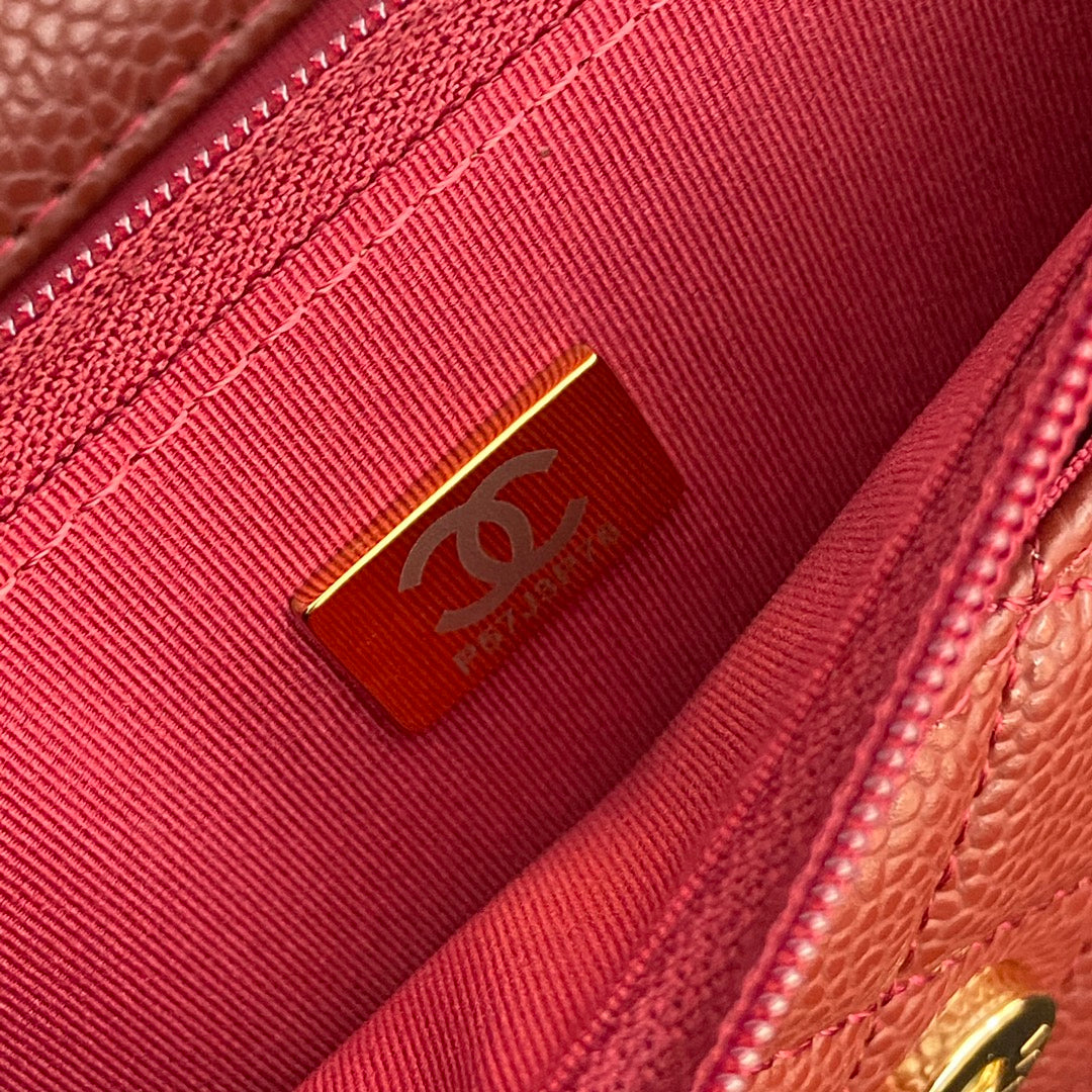 CC Woc 20cm Red Grained Calfskin Gold Hardware