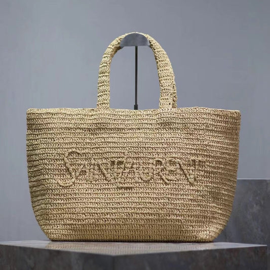 YSL TOTE BAG 50CM BEIGE RAFFIA