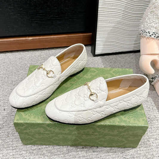 Horsebit Jordaan Loafer White GG Leather